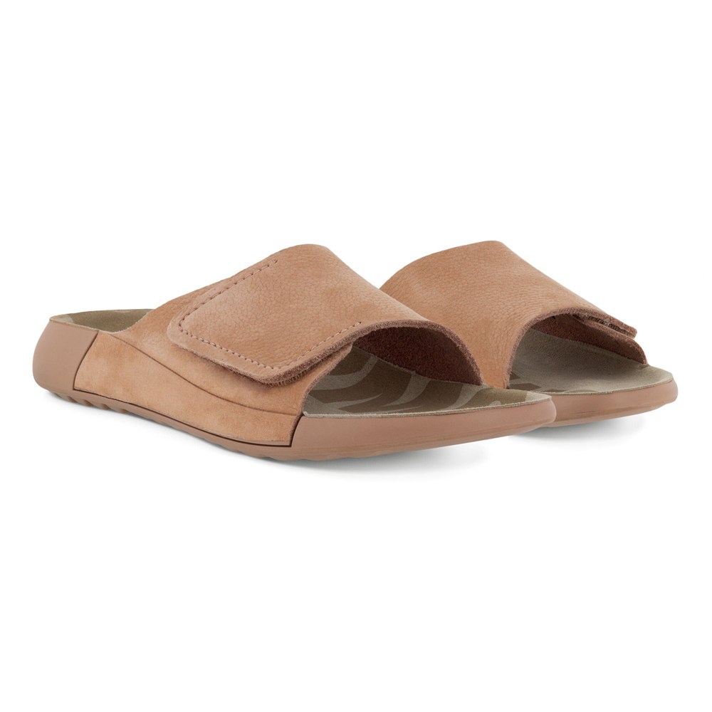 ECCO Womens Slides Beige - 2Nd Cozmo Sandal - JEG-986251